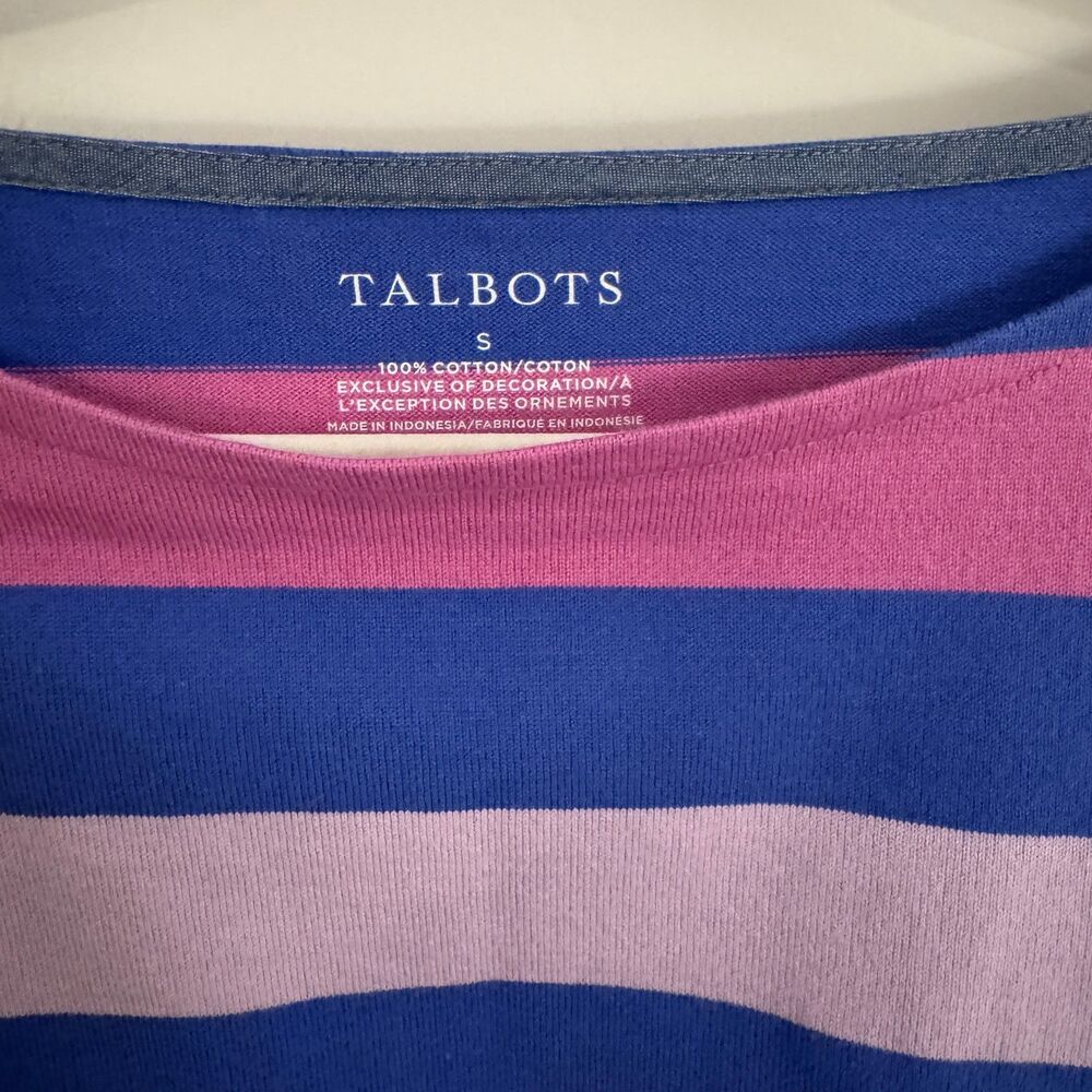 Womens Authentic Talbots Tee - Orchid Stripe 100% Cotton Size Small EUC - Picture 5 of 6